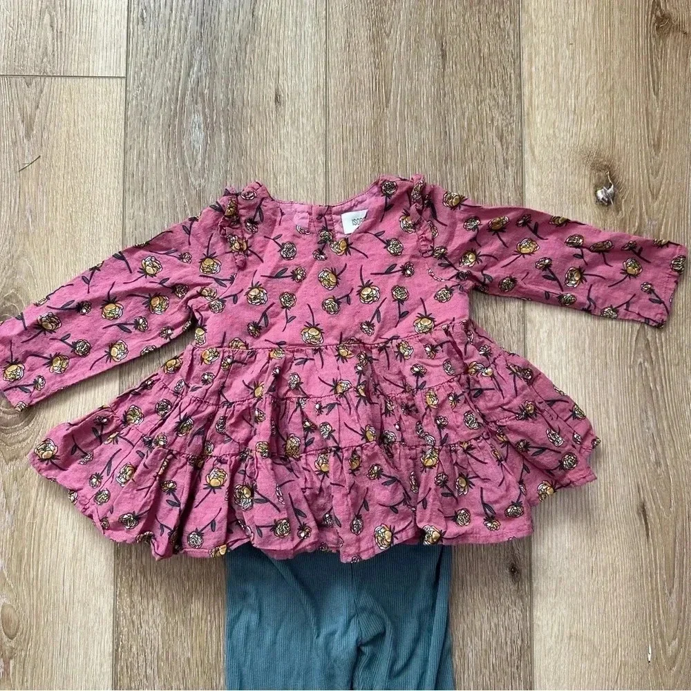 Isobella & Chloe Toddler Girl Long Sleeve Pink Floral Top with Pants Sz 18m GUC